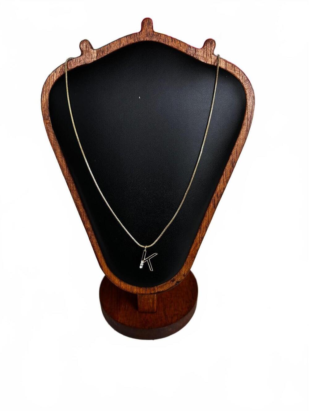 BaubleBar EUC Gold Tone Initial "K" w/Rhinestone Embellishment Necklace